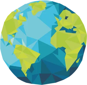 Low Poly Style Earth Illustration PNG Image