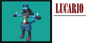 Lucario Pokemon Character Render PNG Image