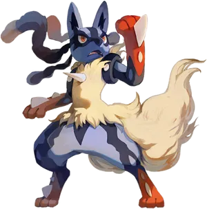 Lucario Pokemon Fighting Stance PNG Image