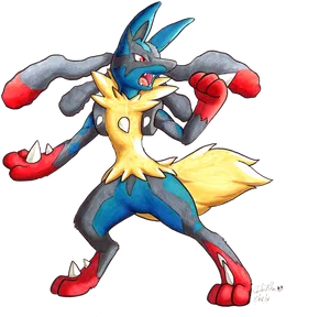 Lucario Power Stance Artwork PNG Image