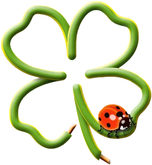 Lucky Cloverand Ladybug PNG Image