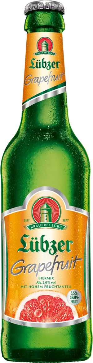 Luebzer Grapefruit Beer Bottle PNG Image