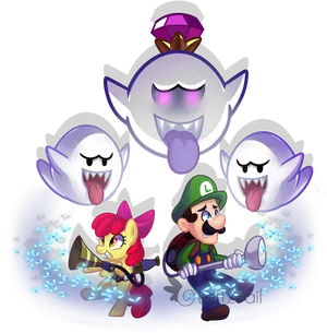 Luigi_and_ Friends_ Haunted_ Adventure PNG Image