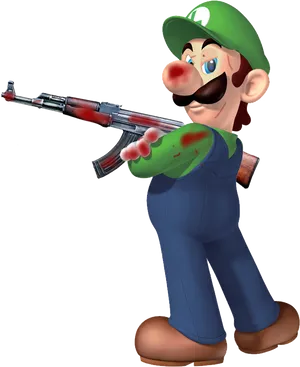 Luigi With A K47 Edit PNG Image