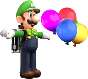 Luigiwith Balloons PNG Image