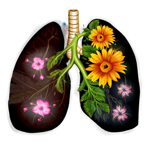 Lungs with Flowers Art PNG 05232024 PNG