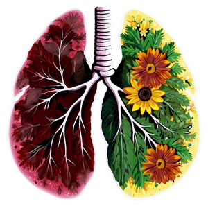 Lungs with Flowers Art PNG 05232024 PNG