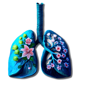 Lungs with Flowers Art PNG xds PNG