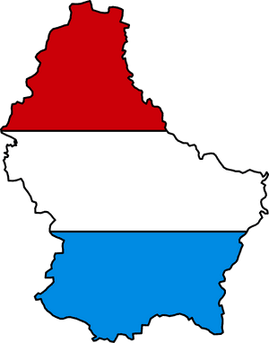 Luxembourg Map Outline Flag Colors PNG with transparent background