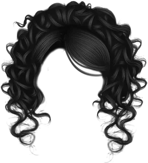 Luxurious Black Curly Hair Texture PNG Image