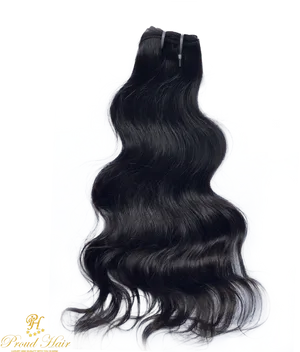 Luxurious Black Waves Hair Extension PNG Image