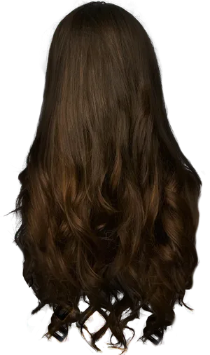 Luxurious Brown Curls Hairstyle PNG Image