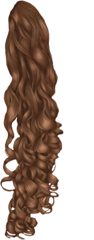 Luxurious Curly Brown Hair PNG Image