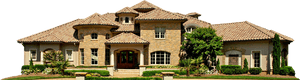 Luxurious Stone Mansion Exterior PNG image with transparent background