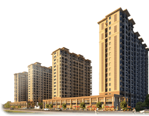 Luxury Apartment Complex Dusk View PNG image with transparent background