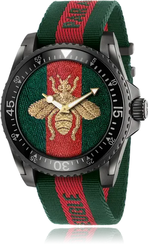 Luxury Bee Emblem Dive Watch PNG Image