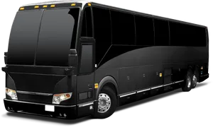 Luxury Black Tour Bus PNG Image