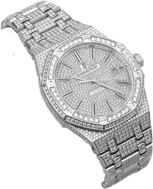 Luxury Diamond Encrusted Wristwatch PNG Image