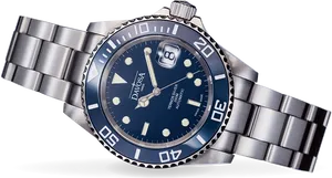 Luxury Diver Watch Blue Dial PNG Image