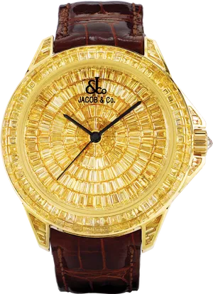 Luxury Gold Diamond Watch Jacoband Co PNG Image