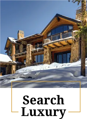 Luxury Mountain Home Winter Snow PNG Image