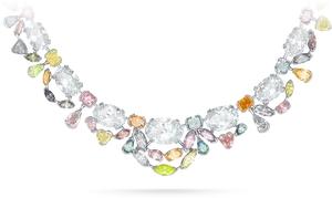 Luxury Multicolored Diamond Necklace PNG Image