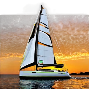 Luxury Sailboat At Sunset Png Yit68 PNG Image