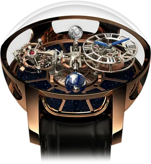 Luxury Skeleton Watch Avant Garde Design PNG Image