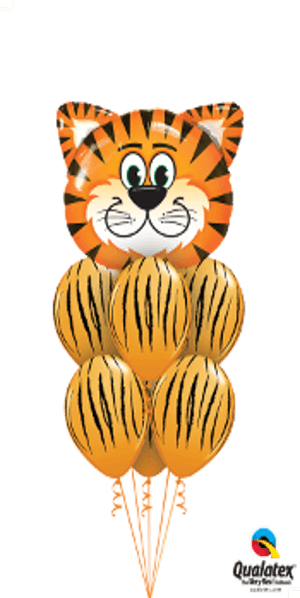Luxury Tiger Stripes Bouquet - 14' Airfill Only Tickled Tiger - Mylar Balloons Foil PNG image with transparent background