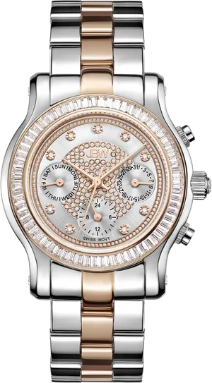 Luxury Two Tone Diamond Watch PNG Image