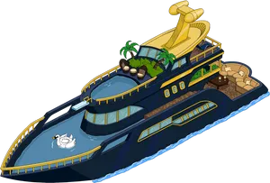 Luxury Yacht Illustration PNG Image