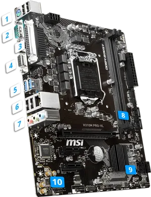 M S I H310 M P R O V L Motherboard PNG Image