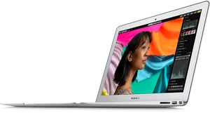 Mac Book Air Side View Displaying Graphics PNG Image