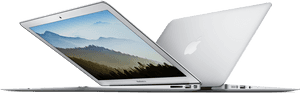 Mac Book Air Silver Openand Closed PNG image with transparent background