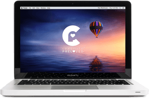 Mac Book Pro Certified Preloved Display PNG image with transparent background