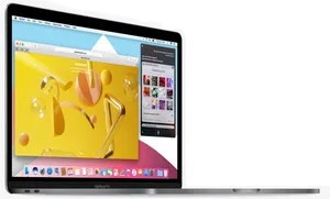 Mac Book Pro Dual Display Setup PNG Image