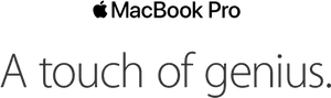 Mac Book Pro Touchof Genius Slogan PNG image with transparent background
