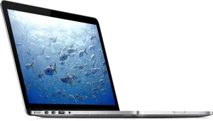 Mac Book Prowith Ocean Wallpaper PNG Image