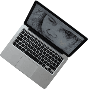 Mac Book Prowith Sketchon Screen PNG image with transparent background