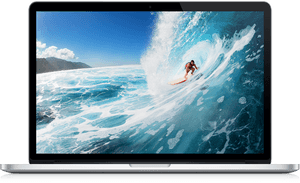 Mac Book Prowith Surfing Wallpaper PNG image with transparent background