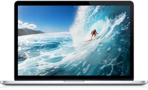 Mac Book Prowith Surfing Wallpaper PNG Image