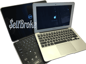 Mac Bookand Dell Laptop Comparison PNG image with transparent background