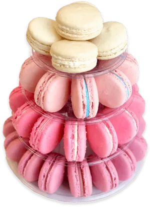 Macaron Tower Pinkand Cream PNG Image