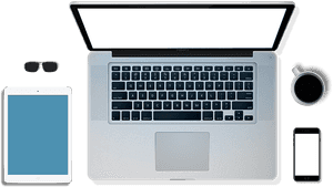 Macbook Pro Workspace Setup PNG image with transparent background