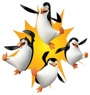 Madagascar Penguins Animated Characters PNG Image