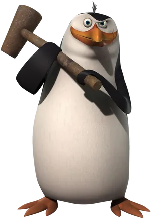 Madagascar Penguinwith Hammer PNG Image