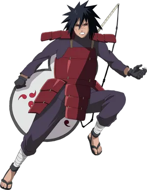 Madara Uchiha Action Pose PNG Image