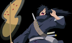Madara Uchiha Battle Stance PNG image with transparent background
