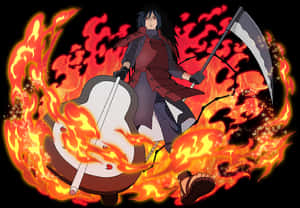 Madara Uchiha Flaming Power PNG image with transparent background