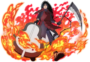 Madara Uchiha Flaming Power PNG Image